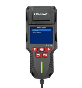 Konnwei KW700 12V 24V Car Truck Automotive Lead-Acid Battery Tester With Printer Battery Analyzer Cranking Test Charging Test 10-2000CCA Check Voltage CCA Internal Resistance SOC SOH