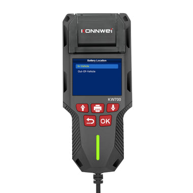 Konnwei KW700 12V 24V Car Truck Automotive Lead-Acid Battery Tester With Printer Battery Analyzer Cranking Test Charging Test 10-2000CCA Check Voltage CCA Internal Resistance SOC SOH