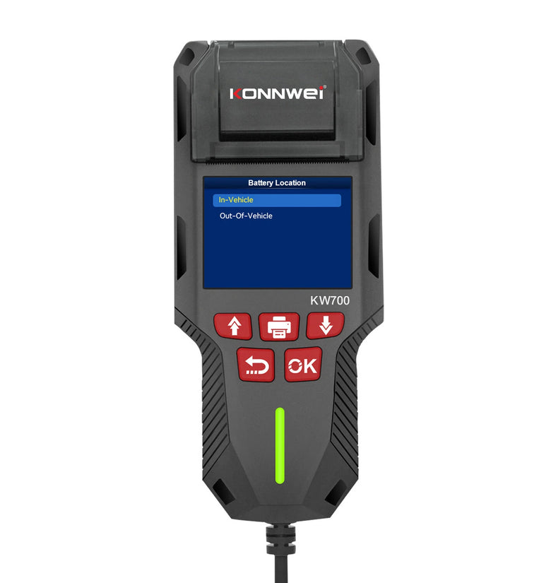Konnwei KW700 12V 24V Car Truck Automotive Lead-Acid Battery Tester With Printer Battery Analyzer Cranking Test Charging Test 10-2000CCA Check Voltage CCA Internal Resistance SOC SOH