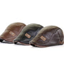 Collrown Vintage Berets Mens PU Leather Beret Hats Autumn Winter Adjustable Hats Men's Visor Warm Flat Peaked Cap Cabbie Hunting Thicken Hat