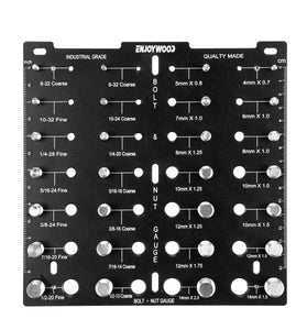 ENJOYWOOD 28 Thread Nut & Bolt Checker With Gloves Durable Aluminum Alloy Gauge for Metric and Imperial Sizes Easy Size Identification Tool