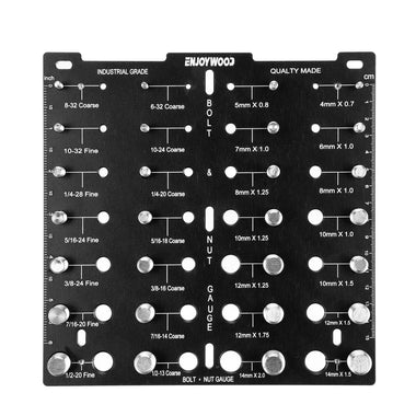 ENJOYWOOD 28 Thread Nut & Bolt Checker With Gloves Durable Aluminum Alloy Gauge for Metric and Imperial Sizes Easy Size Identification Tool