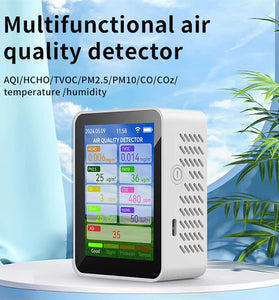 14-in-1 Tuya WiFi Air Quality Monitor HCHO TVOC CO2 Carbon Monoxide PM2.5 PM10 Temperature Humidity Portable Rechargeable Smart Sensor App Control