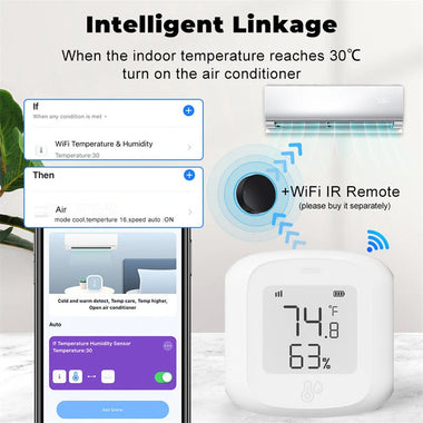 Tuya Smart WiFi Zigbee3.0 Temperature Humidity Sensor Indoor Hygrometer Thermometer Detector with LCD Display Remote Control Support Alexa Google Home