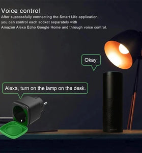 RSH-OP003 16A Tuya Smart WiFi Socket IP44 Waterproof Energy Monitor EU Plug Wireless Remote Control Support Scene Linkage Voice Control with Alexa Google Home