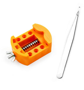 3 PCS Watch Repair Tool Set Watch Wrench Back Remover Tool Adjustable Opener Back Case Remover Watch Case Back Opener Set Repair Remover Holder Base, Tweezers