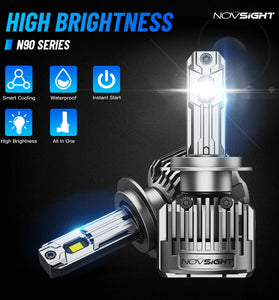 NOVSIGHT A500-N90 180W 36,000LM/Pair High Power Car LED Headlights 6500K Bright White