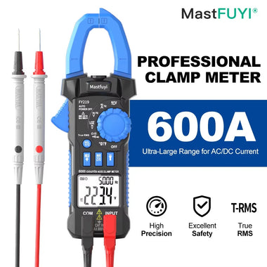 FUYI FY219 Digital Clamp Meter True RMS Multimeter 600A AC DC Current Voltage Inrush Current Test High Precision Auto Range Electrical Tester
