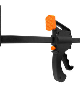 Quick Ratchet Track Saw Guide Rail Clamp for DeWALT Track with 2.5 Inch Throat and 7.5 Inch Maximum Opening Quick Release Secure Squeeze Grip Triggers