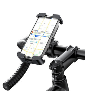 USAMS ZJ082 2-in-1 Full Coverage Cycling Phone Holder Shockproof Reinforced Clamp Stand 360 Rotation Single Hand Operation Fits for 4.7-7.2 Inch Phones Universal Bike Motorcycle Mount