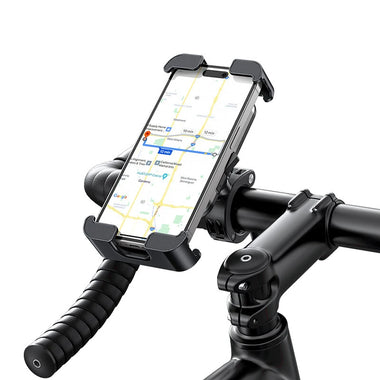 USAMS ZJ082 2-in-1 Full Coverage Cycling Phone Holder Shockproof Reinforced Clamp Stand 360 Rotation Single Hand Operation Fits for 4.7-7.2 Inch Phones Universal Bike Motorcycle Mount