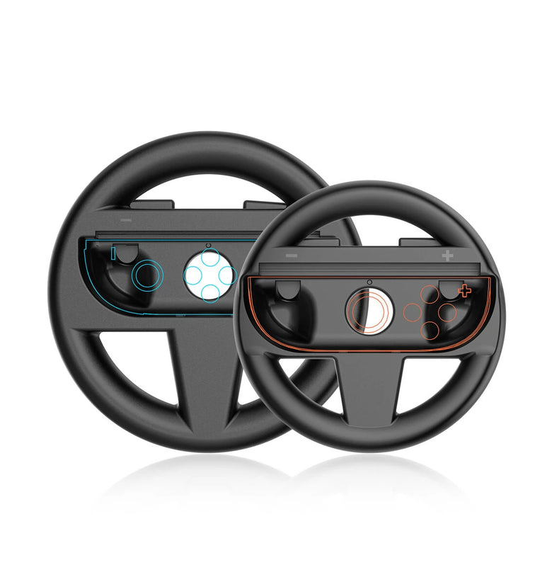 JYS JYS-NS2275 2-Pack Switch2 Mario Karts Racing Steering Wheel 1 Large 1 Small Joy-Con Wheels Ergonomic Anti-Slip Grip Convertible Detachable Grip Switch Family Gaming Accessories