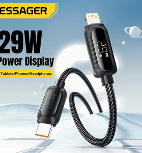 ESSAGER ES-X57 3A 29W Type-C to iP Digital Display Cable Fast Charging Data Transmission Copper Core Line 1M/2M Long for iPhone 15 14 13 Pro for Huawei Nova Flip for Xiaomi MIX Fold4 for Samsung Galaxy Z Flip6