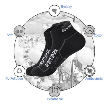 6 Pairs High Quality Men's Sports Socks Men Non Slip Athletic Short Socks Comfy Cotton Socks Breathable Run Ankle Socks