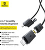Baseus Versatile 60W USB-A+USB-C to USB-C+iP Cable PD Fast Charging Data Transmission Copper Core Line 1M/2M Long for  iPhone 16 Pro 15 Pro Max 14 13 12 for Huawei Mate XT for Xiaomi 15pro for Samsung Galaxy Z Flip6