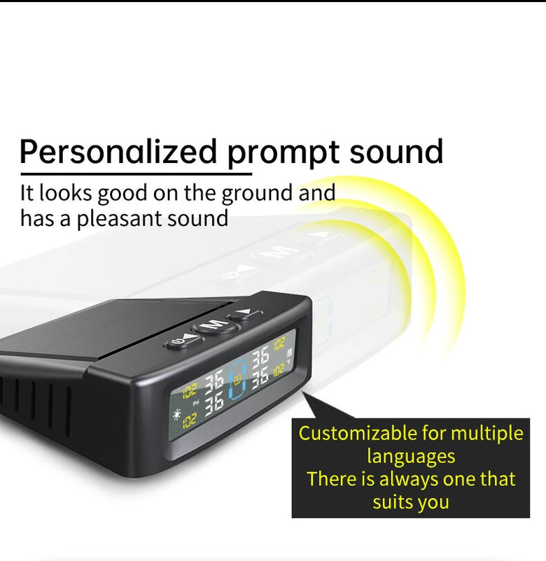 Solar Car TPMS Tire Pressure Monitoring System Automatic Safety Alarm System Tire Temperature Monitoring with 6 Sensors for Truck RV