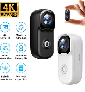 MZ02 5MP HD 2.4G WIFI Thumb Action Camera 4K Ultra HD Wide Angle Electronic Anti-Shake Underwater Shooting Waterproof Portable Mini Sport Camera with App Remote Control for Vlogging Recording