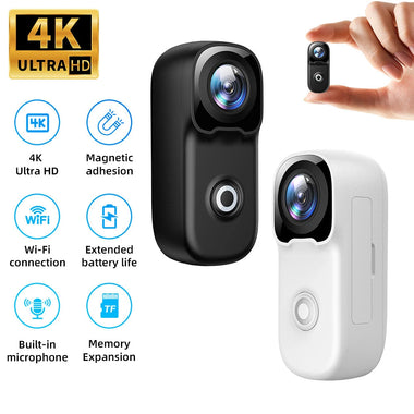 MZ02 5MP HD 2.4G WIFI Thumb Action Camera 4K Ultra HD Wide Angle Electronic Anti-Shake Underwater Shooting Waterproof Portable Mini Sport Camera with App Remote Control for Vlogging Recording