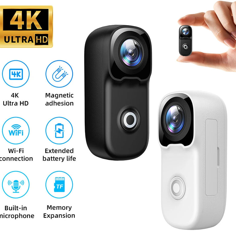 MZ02 5MP HD 2.4G WIFI Thumb Action Camera 4K Ultra HD Wide Angle Electronic Anti-Shake Underwater Shooting Waterproof Portable Mini Sport Camera with App Remote Control for Vlogging Recording