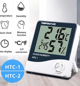 HTC-1 HTC-2 LCD Electronic Digital Temperature Humidity Meter Home Thermometer Hygrometer Indoor Outdoor Weather Station Clock
