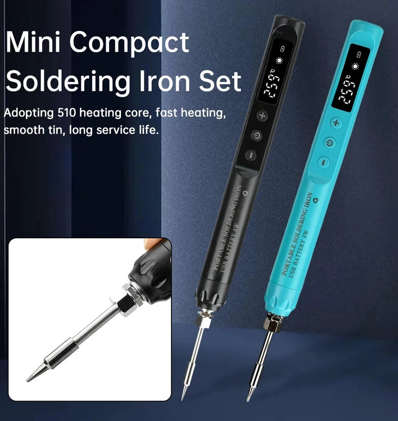 USB Soldering Iron 800mAh Battery 8W Power Type-C Charging Adjustable Temperature 200-450 Portable Mini Welding Tool for Electronic Repair