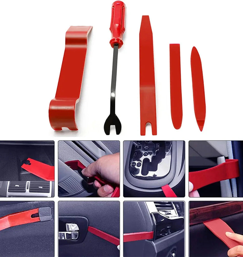 5 Piece Set Car Door Clip Panel Trim Removal Tool Kit Navigation Blade Removal Plastic Car Interior Repair Pry Hand Tools