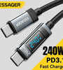 ESSAGER ES-X47 5A 240W Type-C to Type-C Cable Fast Charging Data Transmission Tinned Copper Core Line 1M/2M Long for iPhone 15 15 Plus for Huawei Mate60 Pro for Samsung Galaxy Z Flip4 for Xiaomi 13pro