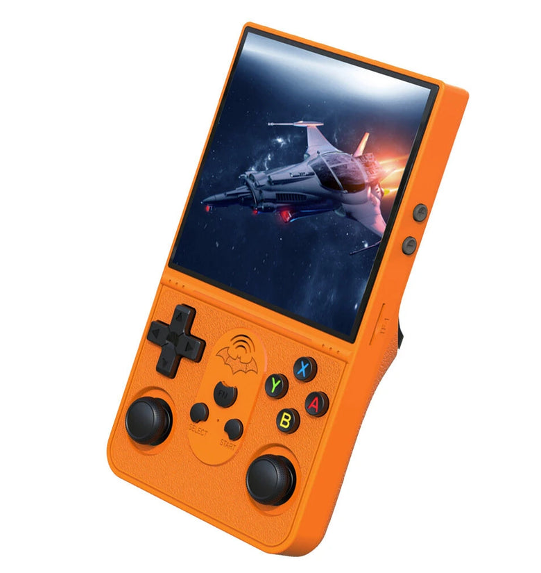 T16MAX 128G 30000+ Games Retro Handheld Game Console 4-inch IPS Screen RK3326 Quad Core Dual 3D Joystick Built-in HiFi Speaker Portable Gaming Device Support 3.5mm Earphone 3000mAh Battery