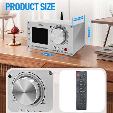 TEF6686 Full Band Digital Radio Receiver Aluminum Alloy FM LW MW SW DSP SDR Portable 2.8 Inch Screen Built in Speaker Rechargeable Battery 99 Station Storage Compact Design