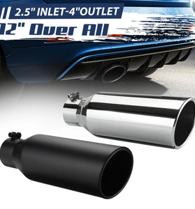 2.5 Inch Inlet 4 Inch Outlet Exhaust Tip 12 Inch Length Anti-Corrosive High Temperature Resistant Angle Cut Design for Car Truck