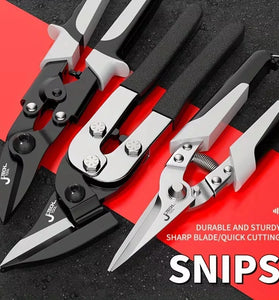 Industrial Chrome Vanadium Steel Aviation Snips 250mm Bent/Straight Head Non-Slip Handle Sheet Metal PVC Cutter HRC56