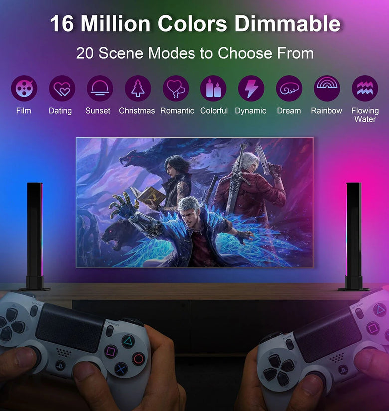 LIXINCORDA Smart Bluetooth Music LED Desktop RGB Light Bar Atmosphere Light Fantasy Desktop Night Lamp Competitive Game TV Pickup Background Light