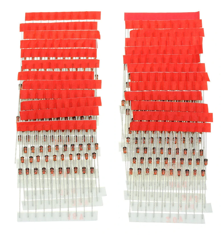250 Pcs 25 Values 1W Zener Diode Assorted Kit 3V To 33V Assortment Kit