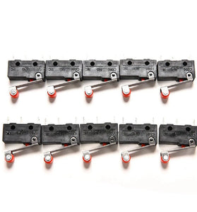 10pcs Roller Lever Arm PCB Terminals Micro Limit Normal Open/Close Switch KW12-3