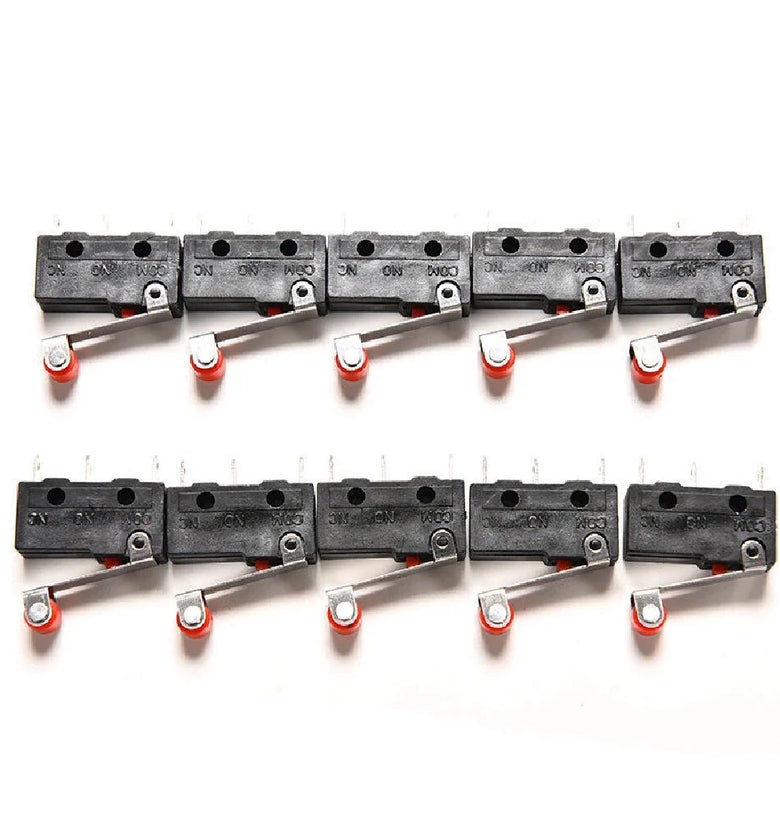 10pcs Roller Lever Arm PCB Terminals Micro Limit Normal Open/Close Switch KW12-3