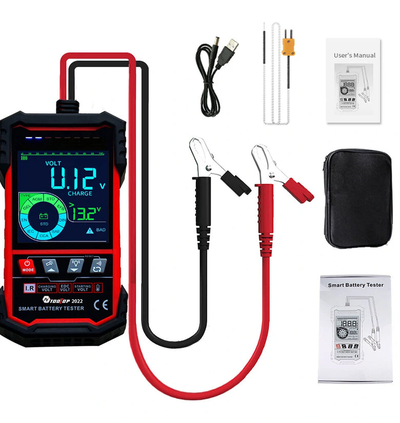 TOOLTOP Intelligent Battery Tester 3.2 Inch Color Screen 12.0V 24.0V Battery Intelligent Selection Support Battery Tester