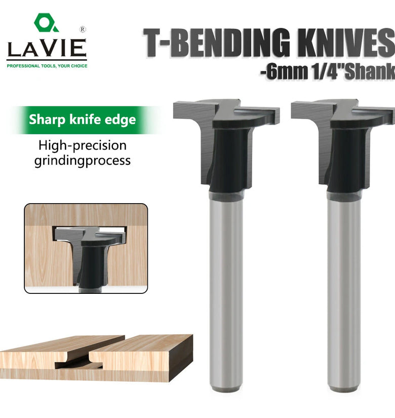 LAVIE 5PCS 1/4 Inch/6mm Shank Arc Bending Router Bits for 90 Arc Bending Woodworking Board