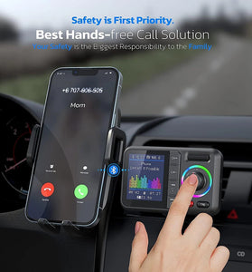 Car MP3 Bluetooth Player Large Screen Card USB Bluetooth FM Transmitter for Hand Free Driving Car Charger Compatible with  Voice Assistant