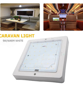 12V LED Interior Roof Light Thin Design Warm White 9W Low Energy Consumption Camper Van Caravan Bus Boat Dome Light