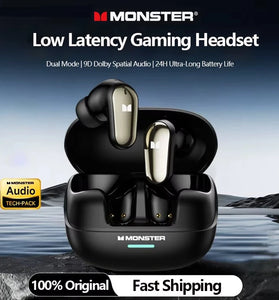 Monster MQT52 TWS Wireless Earbuds bluetooth 5.4 Earphone 13mm Drivers 360 ACS Panoramic Sound AI Call Noise Reduction Dual Wind Noise Resistance In-ear Sports Headphones