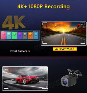11.26 Inch 4K Carplay Android Auto Mirror Dash Cam Dual Lens Bluetooth WiFi GPS DVR Driving Recorder