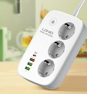LDNIO Smart WiFi Power Strip Extension Cable Timing Adapter with 3 EU Plug 4 USB Port for Phone Tablet Computer