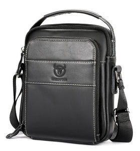 BULLCAPTAIN Genuine Leather Men Shoulder Bags Vintage Small Flap Crossbody Briefcase Handbag Vintage Messenger Bag