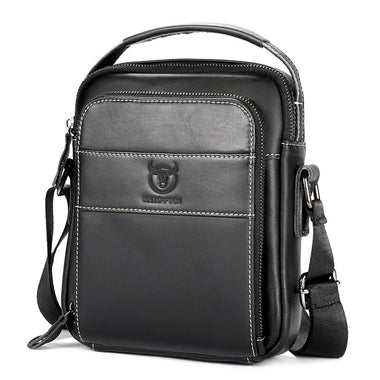 BULLCAPTAIN Genuine Leather Men Shoulder Bags Vintage Small Flap Crossbody Briefcase Handbag Vintage Messenger Bag