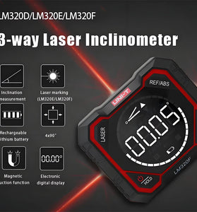 UNIT LM320D LM320E LM320F Digital Inclinometer Laser Angel Meter Digital Protractor Angle Measure Type-C Rechargeable Battery 3 Way Angle Meter Accurate Measurement Tool