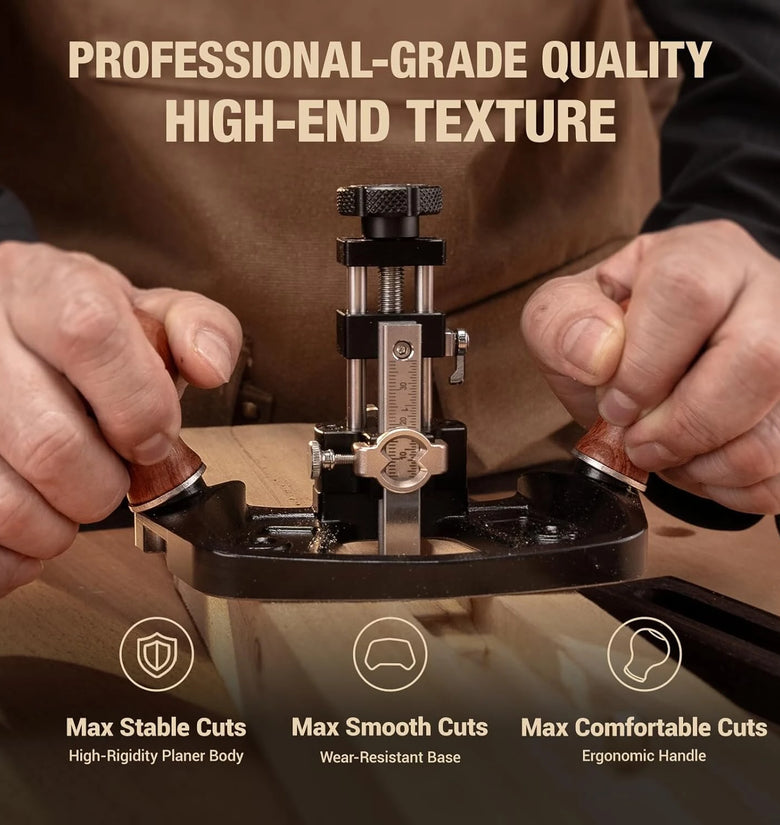 HONGDUI KM-17 Pro Router Plane Die Steel Body Adjustable Fence with CAM Lock Depth Stop Dual Blade 1/2inches width For Fine Tuning Joinery Cutting Grooves Creating Perfect Mortises