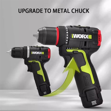 WORX WU130X Cordless Electric Screwdriver Drill 12V Brushless Motor High Torque 40Nm Compact Lightweight Power Tool for Metalworking Wood Concrete Steel