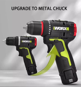 WORX WU130X Cordless Electric Screwdriver Drill 12V Brushless Motor High Torque 40Nm Compact Lightweight Power Tool for Metalworking Wood Concrete Steel