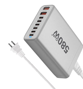 [GaN Tech] Bakeey YMX-580W 580W 8-Port USB PD Charger 2USB-A+6USB-C PD QC Fast Charging Desktop Charging Station EU Plug US Plug for iPhone 16 16 Pro 15 14 13 Pro Max for Xiaomi MIX Flip2 for HUAWEI for SAMSUNG