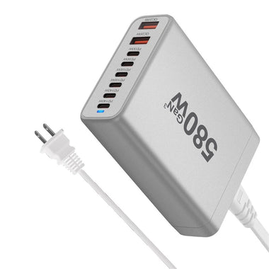 [GaN Tech] Bakeey YMX-580W 580W 8-Port USB PD Charger 2USB-A+6USB-C PD QC Fast Charging Desktop Charging Station EU Plug US Plug for iPhone 16 16 Pro 15 14 13 Pro Max for Xiaomi MIX Flip2 for HUAWEI for SAMSUNG